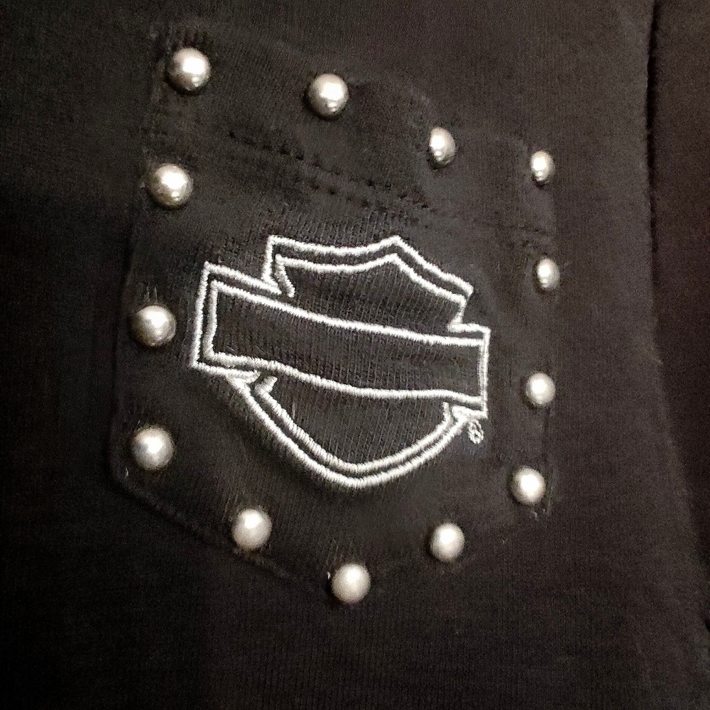 Women's Harley-Davidson Black Studded Short Sleeve Shirt